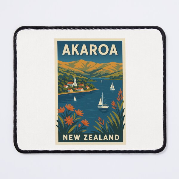 Item preview, Akaroa New Zealand with Sailboats and Peninsula Hills designed and sold by Places On Earth.