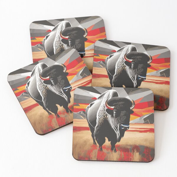 Item preview, Plains Bison IV | Endangered Animal Species Abstract Geometric Art | Digital Wildlife Collection designed and sold by DinaMite-Art.