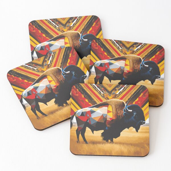 Item preview, Plains Bison III | Endangered Animal Species Abstract Geometric Art | Digital Wildlife Collection designed and sold by DinaMite-Art.