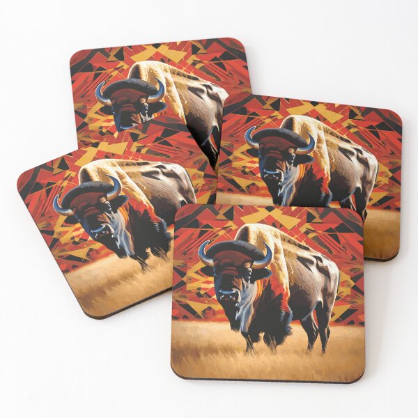 Item preview, Plains Bison II | Endangered Animal Species Abstract Geometric Art | Digital Wildlife Collection designed and sold by DinaMite-Art.