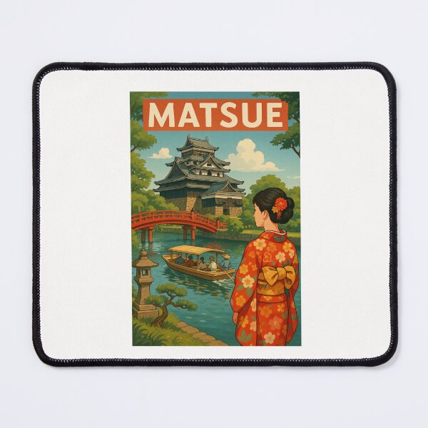 Item preview, Matsue Japan with Castle, Kimono, and Red Bridge designed and sold by Places On Earth.