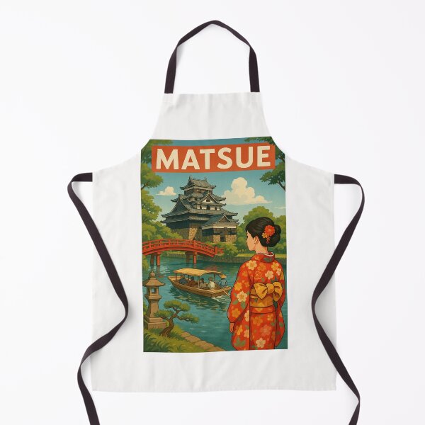 Item preview, Matsue Japan with Castle, Kimono, and Red Bridge designed and sold by Places On Earth.