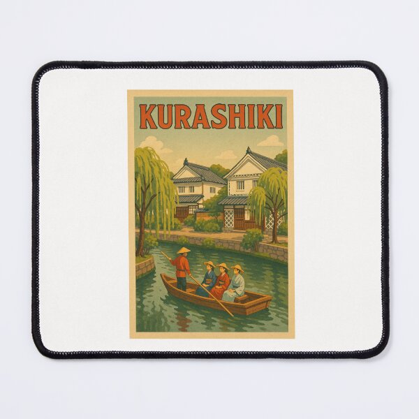 Item preview, Kurashiki Japan with Canal Boat and Traditional Storehouses designed and sold by Places On Earth.