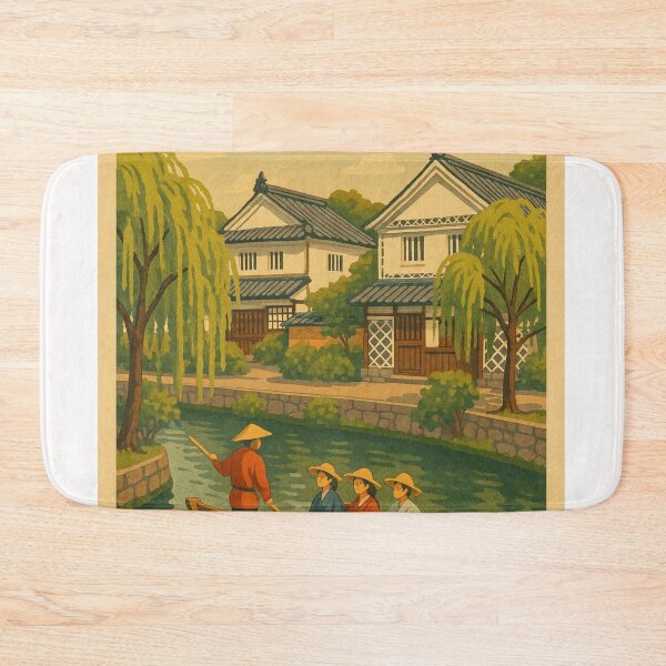 Item preview, Kurashiki Japan with Canal Boat and Traditional Storehouses designed and sold by Places On Earth.
