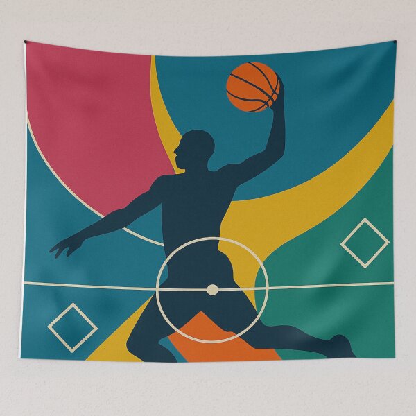 Item preview, Colorful basketball court artwork designed and sold by Sigtrix.