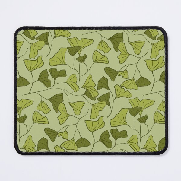 Item preview, Seamless pattern of ginkgo leaves in shades of green on a light green background. The leaves are fan-shaped and have prominent veins. designed and sold by Nitthawan.