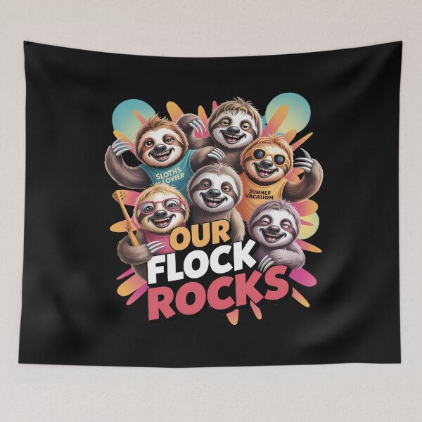 Item preview, Our Sloth Flock Rocks Cute Sloths On Vacation designed and sold by SurrealArtSzysz.