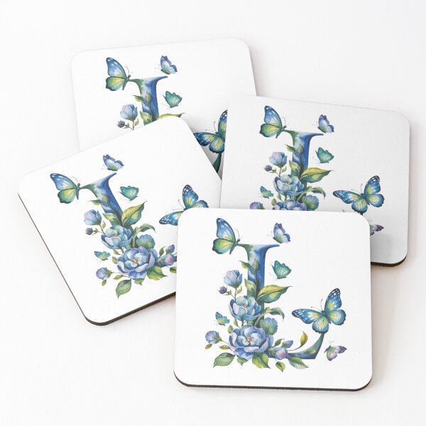 Item preview, letter "l" with blue flowers and butterflies, designed and sold by jkrphoto.