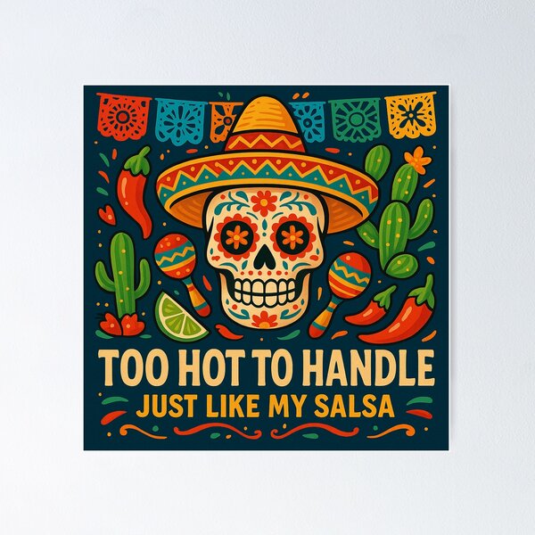 Item preview, Too Hot to Handle – Bold Cinco de Mayo Sugar Skull Design designed and sold by BoBiloArt.