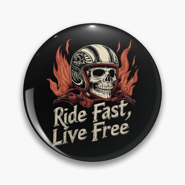 Item preview, Ride Fast Live Free – Biker Skull Helmet Flames Design designed and sold by PrintMastery.