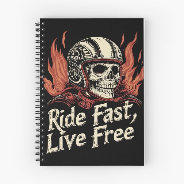 Item preview, Ride Fast Live Free – Biker Skull Helmet Flames Design designed and sold by PrintMastery.