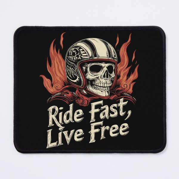 Item preview, Ride Fast Live Free – Biker Skull Helmet Flames Design designed and sold by PrintMastery.