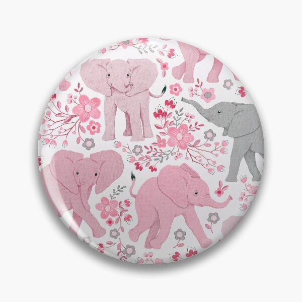 Item preview, Energetic Elephants in Whimsical Wildflowers - ballerina pink   designed and sold by Perrin Le Feuvre.