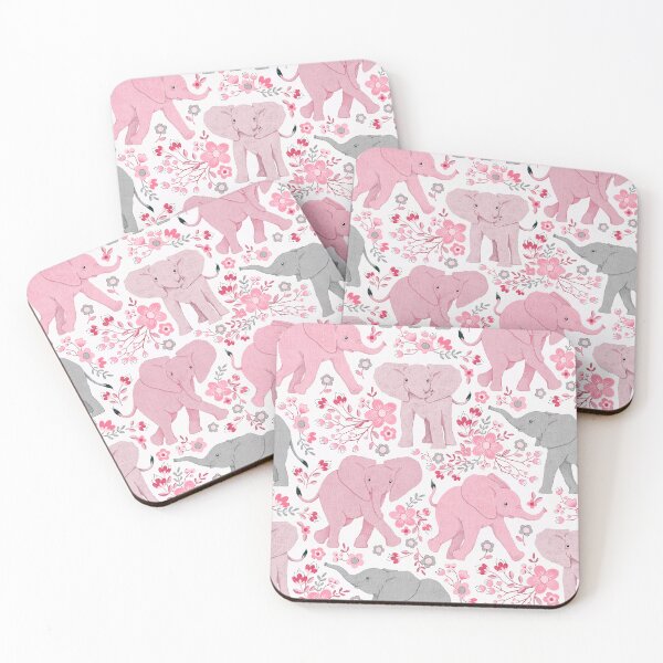 Item preview, Energetic Elephants in Whimsical Wildflowers - ballerina pink   designed and sold by Perrin Le Feuvre.