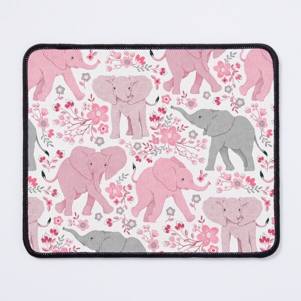 Item preview, Energetic Elephants in Whimsical Wildflowers - ballerina pink designed and sold by Perrin Le Feuvre.