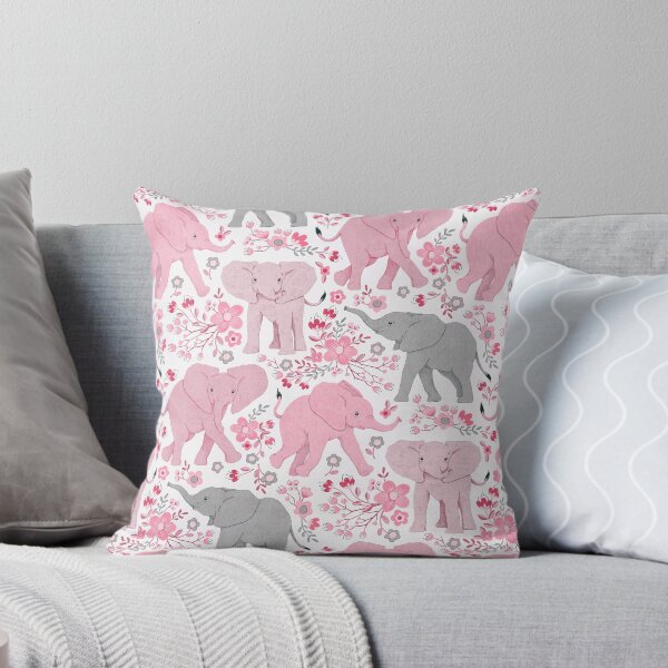 Item preview, Energetic Elephants in Whimsical Wildflowers - ballerina pink   designed and sold by Perrin Le Feuvre.