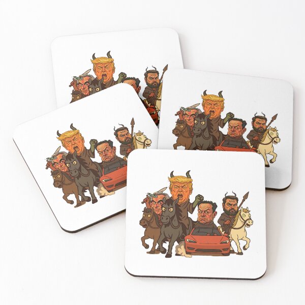 Item preview, The Four Horsemen of the Magapocalypse (Donald Trump, Elon Musk, JD Vance, Robert F Kennedy jr. Caricature) designed and sold by ImagineTNE.