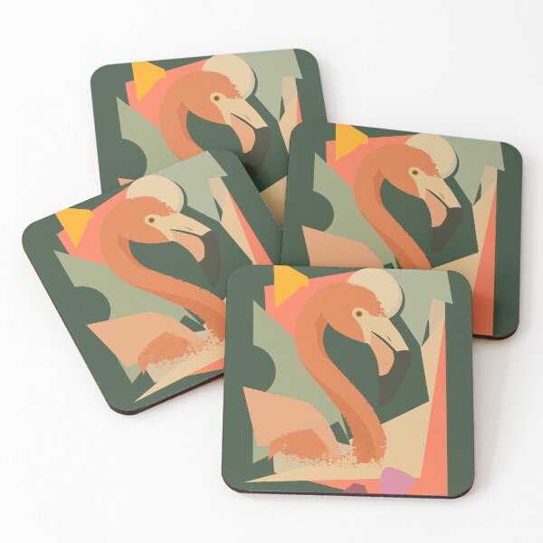 Item preview, Flamingo in geometric-abstract style – Elegant animal motif with warm colors designed and sold by Kisho.