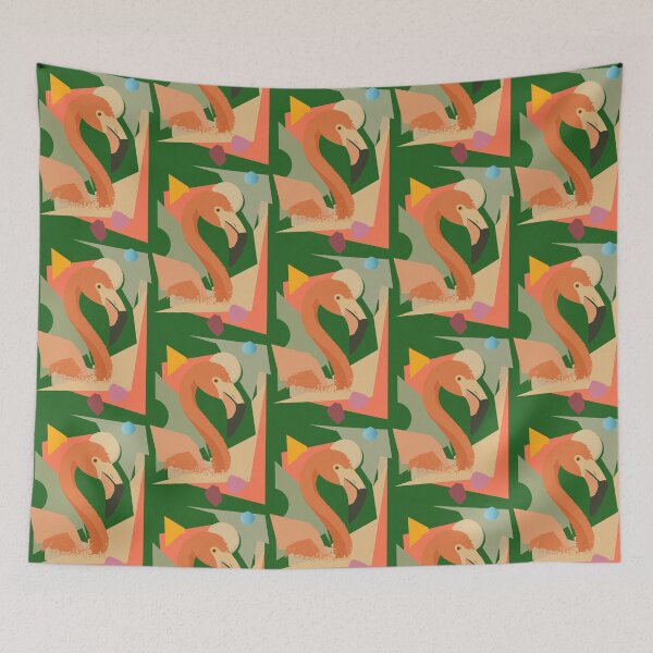 Item preview, Flamingo in geometric-abstract style – Elegant animal motif with warm colors designed and sold by Kisho.