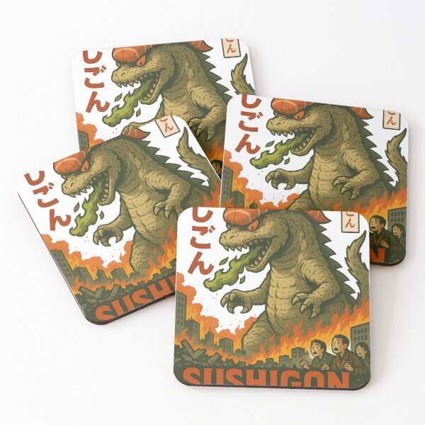 Item preview, Sushigon: Wrath of the Wasabi – Retro Kaiju Sushi Tee designed and sold by Snackwear Apparel.