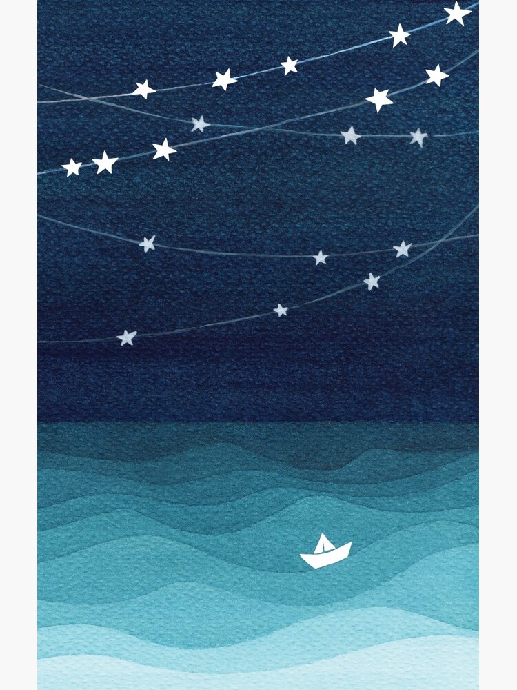 Garland of stars, teal ocean by VApinx