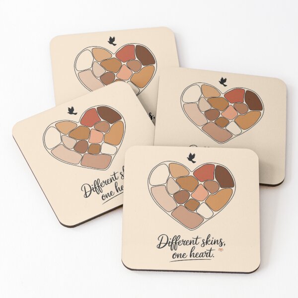 Item preview, Different Skins One Heart | Be a Nice Human | Unity and Diversity Equality Quote designed and sold by BMLprint ⭐⭐⭐⭐⭐.