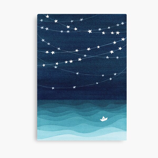 Garland of stars, teal ocean Canvas Print