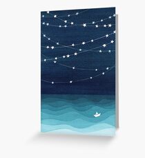 Garland of stars, teal ocean Greeting Card