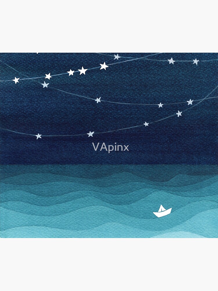 Artwork view, Garland of stars, teal ocean designed and sold by VApinx