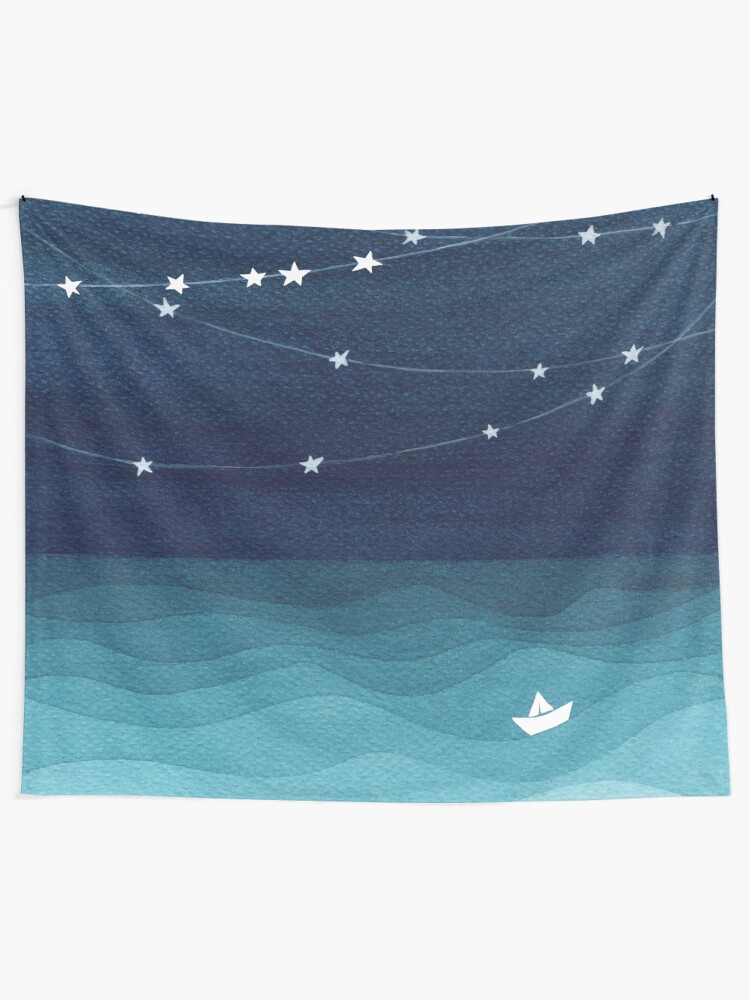 Alternate view of Garland of stars, teal ocean Tapestry