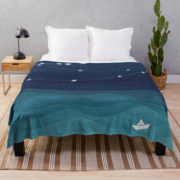 Garland of stars, teal ocean Throw Blanket