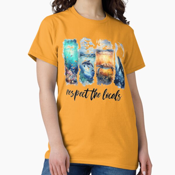 Item preview, Respect The Locals Ocean Conservation Marine Life Watercolor T-Shirt designed and sold by deklnwart.