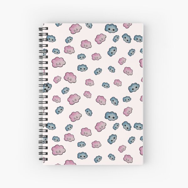 Smiling Clouds – Pastel Hand-Drawn Pattern Spiral Notebook