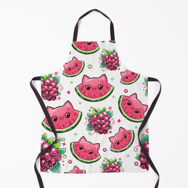 Item preview, Cute Watermelon Cat and Raspberry Seamless Pattern designed and sold by Anastasiia Yurevych.