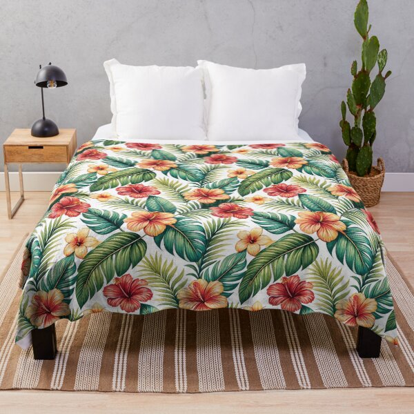 Item preview, Seamless vector pattern tropical leaves with red and pink hibiscus flower. designed and sold by CreativebyTKK.