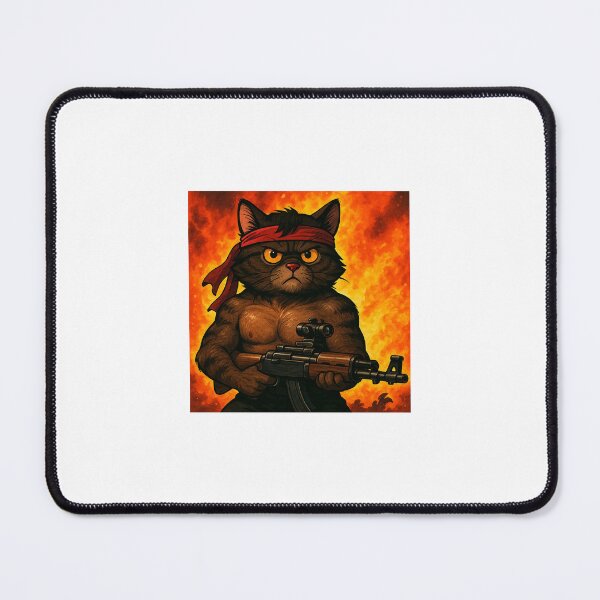 Item preview, Movie Parody Action Cat Pose with Flame Background Movie Poster Inspired designed and sold by Unique Egg.
