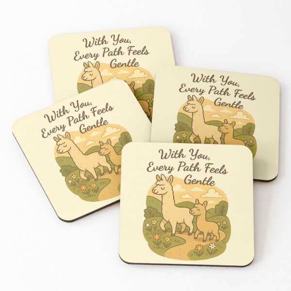 Item preview, With You Every Path Feels Gentle – Cute Llama Mother and Baby Art for Mother's Day designed and sold by Patternicity.