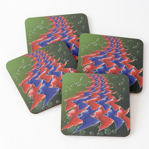 Item preview, Tesselation of blue and red deformed moonfish  designed and sold by Richards little art shop.