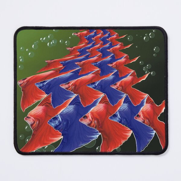 Item preview, Tesselation of blue and red deformed moonfish  designed and sold by Richards little art shop.