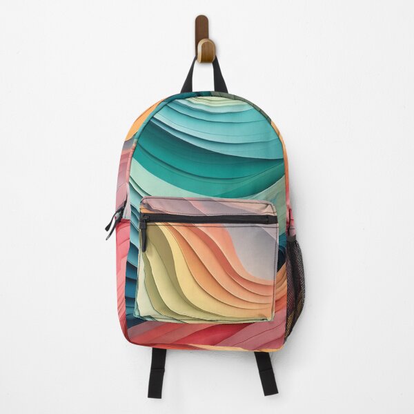 Item preview, Warm summer wave pattern, 3d paper effect, abstract style, soft rainbow pastel colours, colourful abstract modern wave designed and sold by navitalidesign.