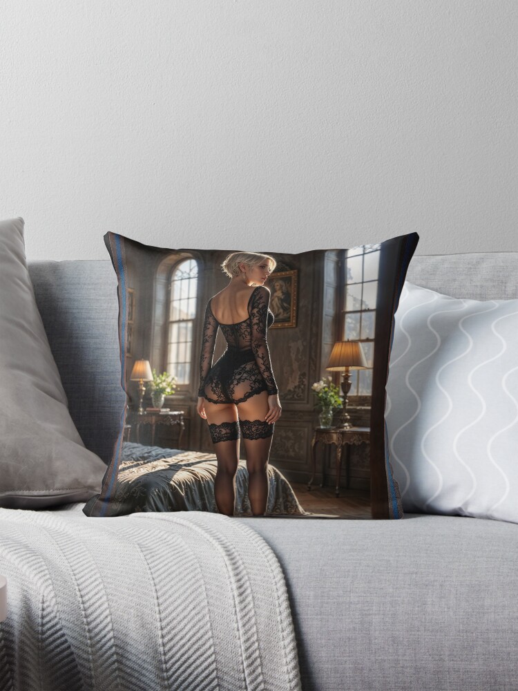 An Intimate Portrait Of Livia Florentia In Lace And Shadow AI Concept Art by Xzendor7 | The Beauty Of Seduction 4 An Intimate Portrait Of Livia Florentia In Lace And Shadow Alluring AI Concept Art by Xzendor7 Decorative Art Print Throw Pillow