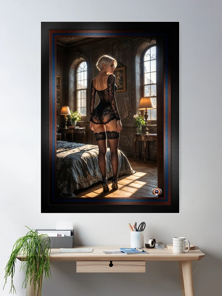 An Intimate Portrait Of Livia Florentia In Lace And Shadow AI Concept Art by Xzendor7 | The Beauty Of Seduction 2 An Intimate Portrait Of Livia Florentia In Lace And Shadow Alluring AI Concept Art by Xzendor7 Room Decor Poster Art Print