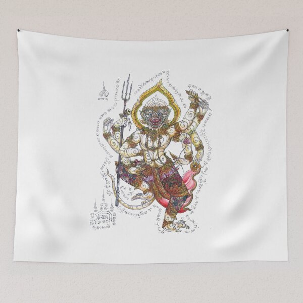 Item preview, Hanuman the Divine Warrior – Hand-Drawn Thai Mythical Line Art for Power and Protection designed and sold by JoynestStudioCo.