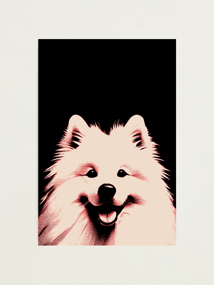 Thumbnail 1 of 3, Photographic Print, Samoyed Black, White & Pink Pop Art Aesthetic Style designed and sold by K9ish.