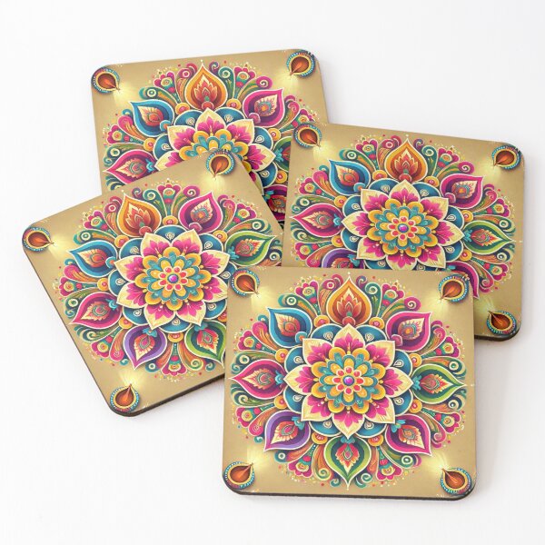 Artikelvorschau, Farbenfrohe Mandala-Kunst – Lebendiges, kompliziertes Design, heilige Geometrie, böhmische Wandkunst für Meditation und Achtsamkeit entworfen und verkauft von JW3164..