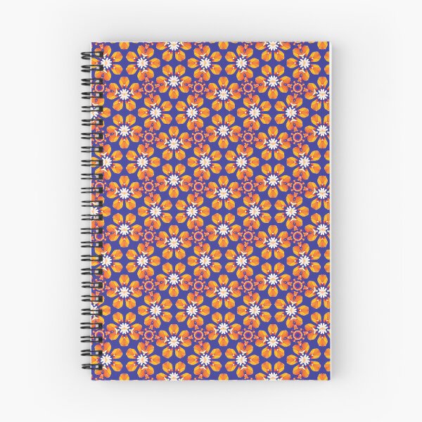 Item preview, Floral Pattern With Orange and White Elements on a Blue Background designed and sold by HappyHavenStu.