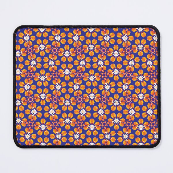 Item preview, Floral Pattern With Orange and White Elements on a Blue Background designed and sold by HappyHavenStu.