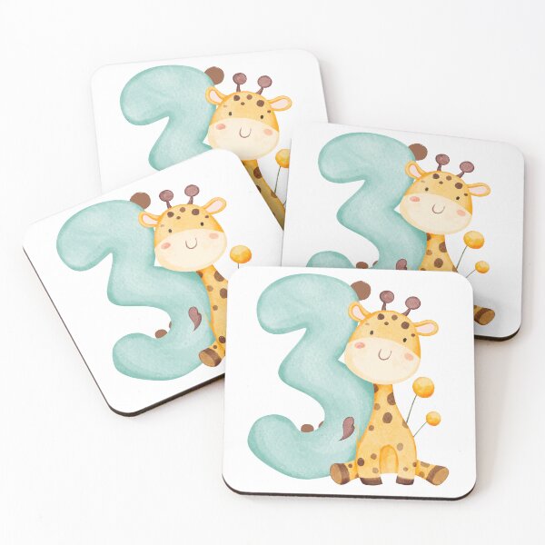 Item preview, Cute Baby Giraffe & Number 3 Heart Design – 3rd Birthday Decoration or Keepsake designed and sold by TwoDotsStudio.