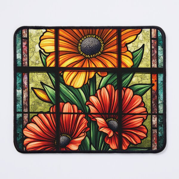 Artikelvorschau, Bold Floral Window Panel, Decorative Faux Stained Glass, Colorful Flower Decal entworfen und verkauft von Connys Colorful World.