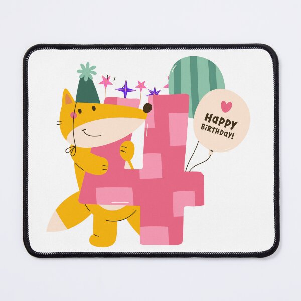 Item preview, Cute Little Fox & Number 4 Heart Design – 4th Birthday Decoration or Keepsake designed and sold by TwoDotsStudio.
